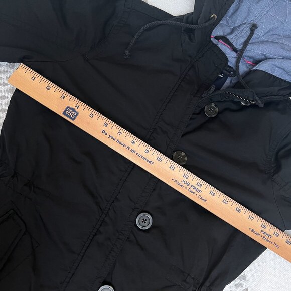 American Eagle Black Hooded Jacket Women's Medium Button Front Winter Coat - Picture 7 of 7